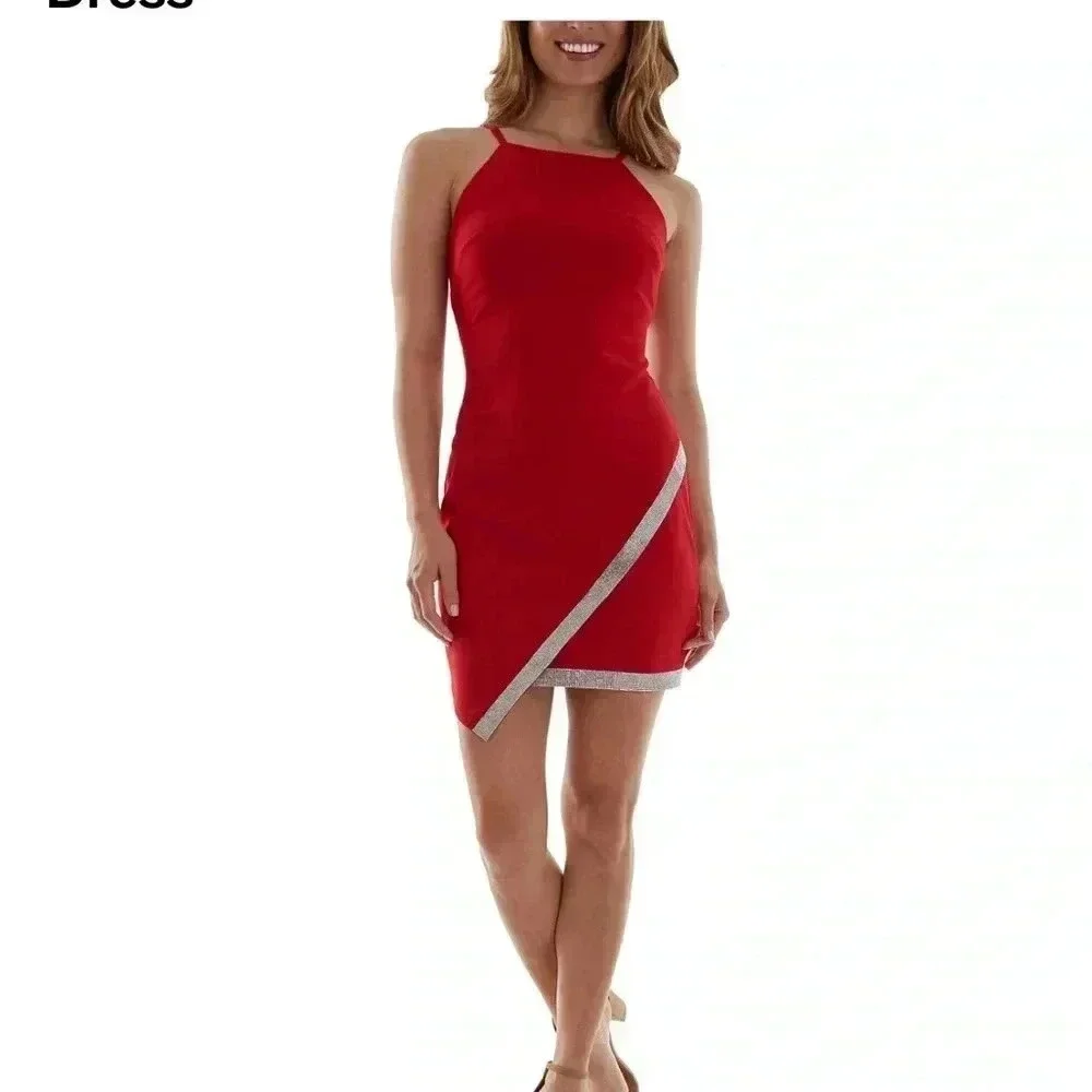 Red Rhinestone BCX Bodycon Dress - Picture 2 of 16
